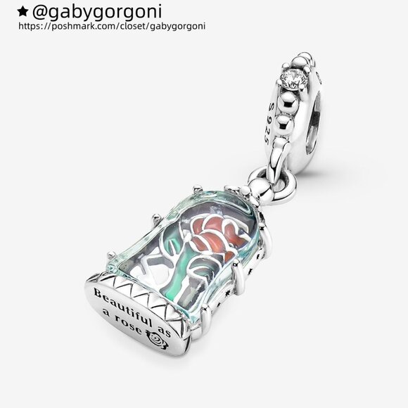 Pandora Disney Beauty and the Beast Enchanted Rose Dangle Charm - Picture 2 of 6